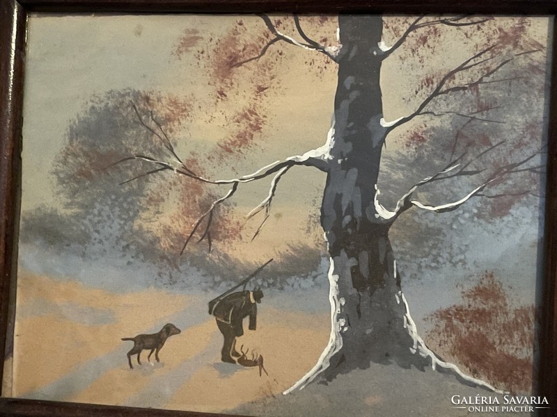 Hunter in the winter forest..30X40cm