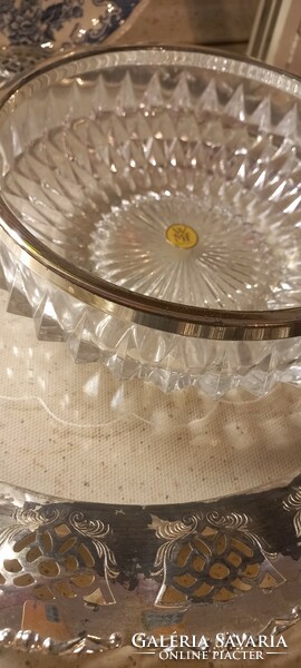 Cast glass bowl - silver plated? ' With a border