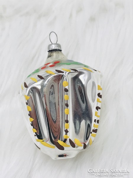 Retro glass Christmas tree decoration, barrel