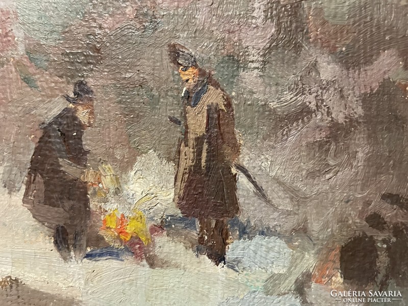 Csallóközi wolf Lőrinc - soldiers in the winter..40X50cm+k