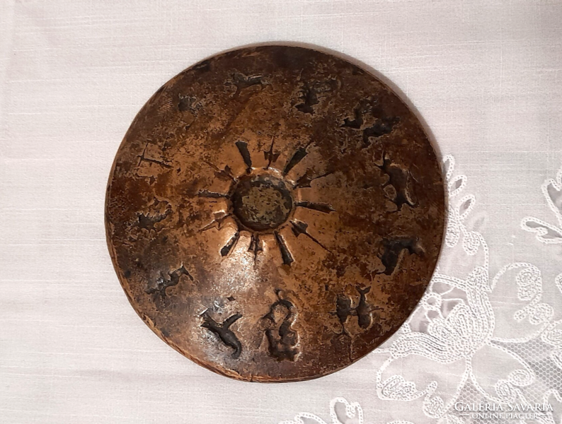 Retro cast copper horoscope bowl