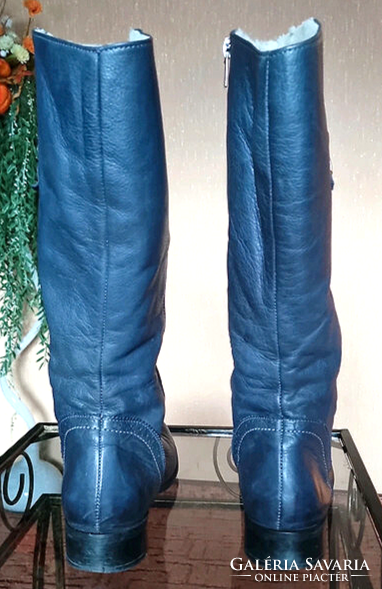 Búza kék valódi bőr csizma 39 (bth: 25 cm)