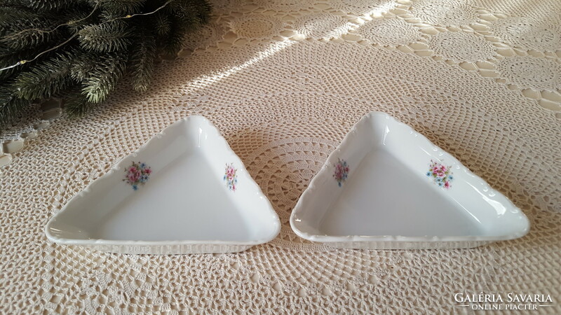 Old, small triangular haas & czjzek porcelain serving bowl 2 pcs.