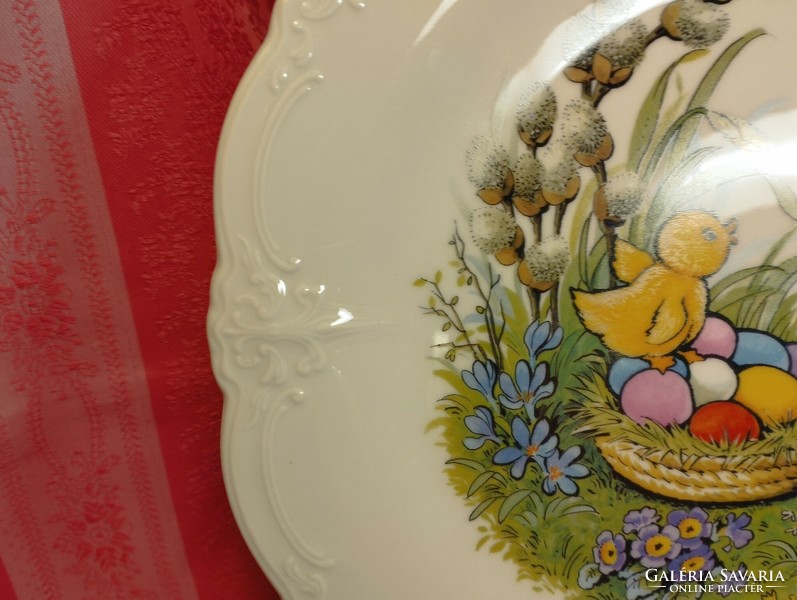 Gyönyörű porcelán húsvéti kínáló tál, asztalközép