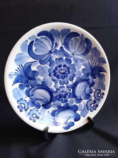 Marked blue floral wall decorative plate