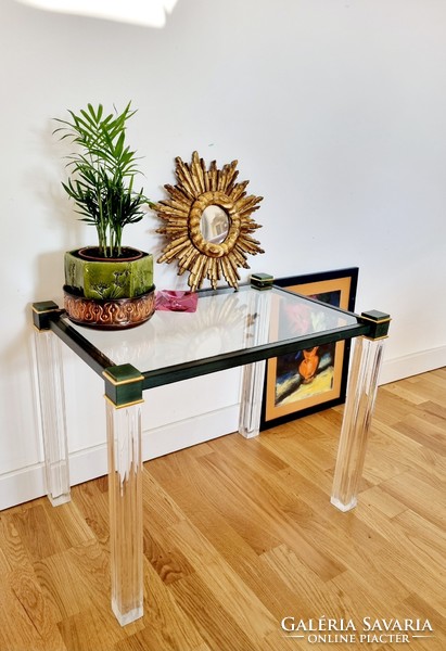 Vintage green side table with plexiglass legs