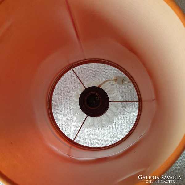 Asztali lámpa Mid Century üvegtest szövet búra narancssárga