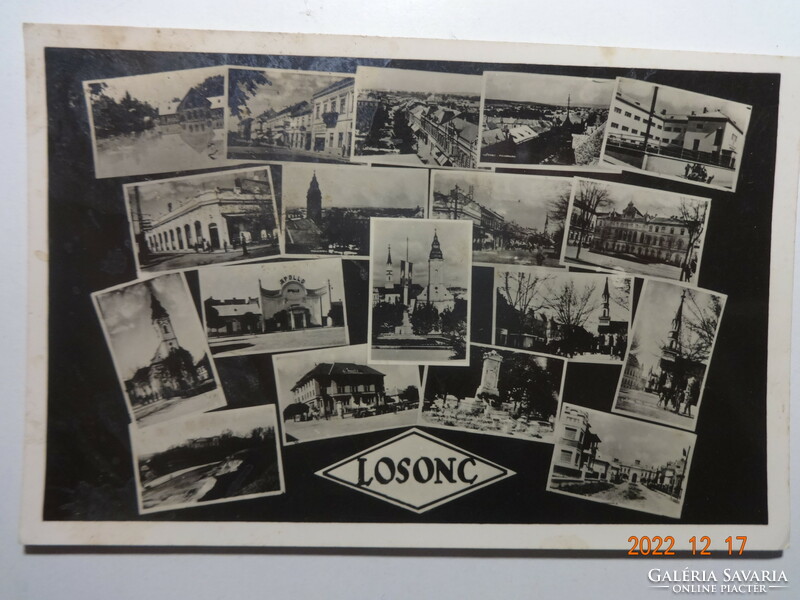 Régi postatiszta képeslap: Losonc (Felvidék), részletek (1942)