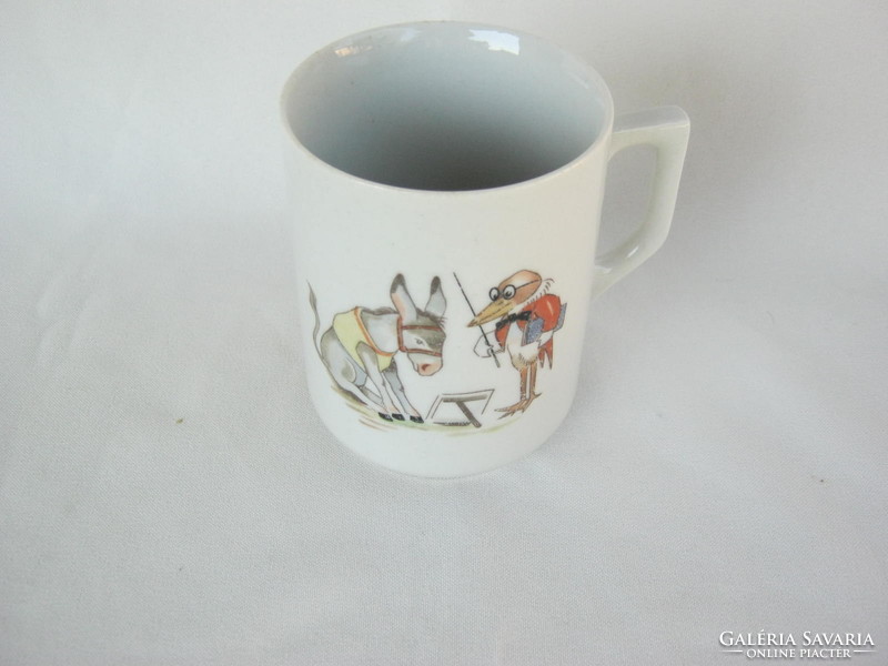 Zsolnay porcelain fairy tale patterned children's mug, smart little mug