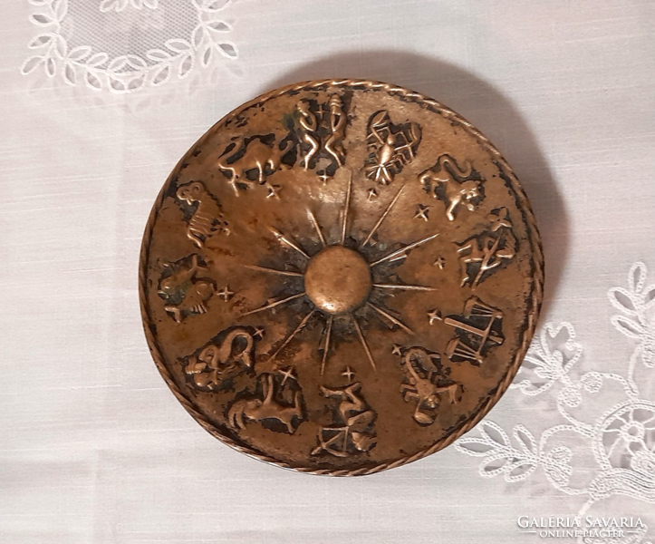 Retro cast copper horoscope bowl