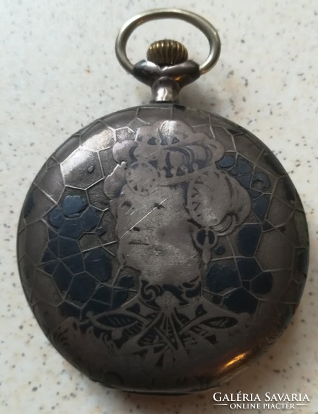 Perfecta, working silver pocket watch with double lid