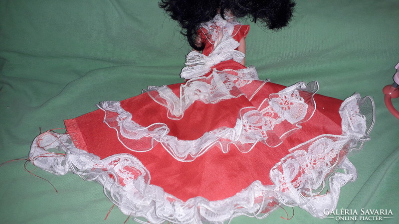 Old Romanian aradienca-barbie style toy doll with rich black hair with original clothes according to the pictures 1.