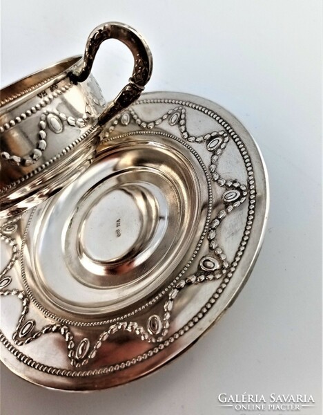 Silver coffee set with porcelain for 1 person