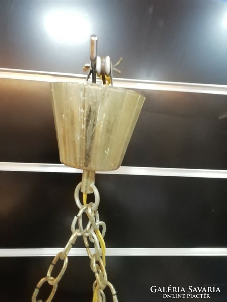 Retro brass chandelier with glass cover