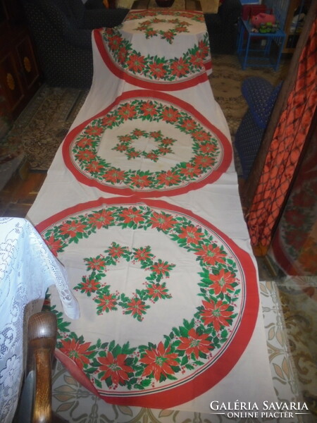 Santa Claus floral 372 cm long tablecloth, tablecloth
