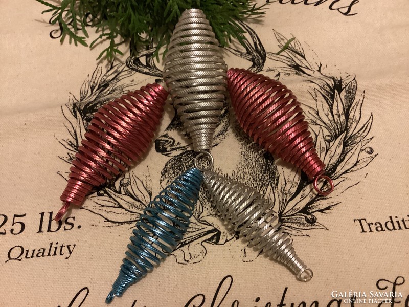 Old retro metal spiral spring Christmas tree ornaments
