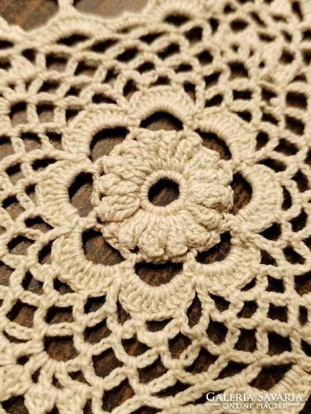 Crocheted tablecloth - dining room / vintage style - beige