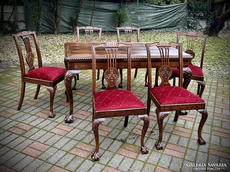 Chippendale table with chairs