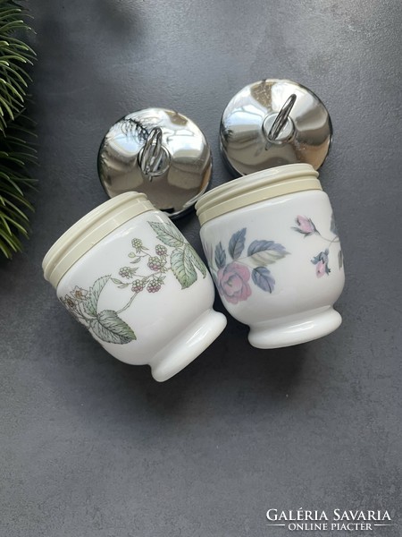 Royal Worcester English porcelain egg cooker with blackberry and flower pattern