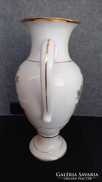 Hollóházi füles porcelán váza paradicsommadaras