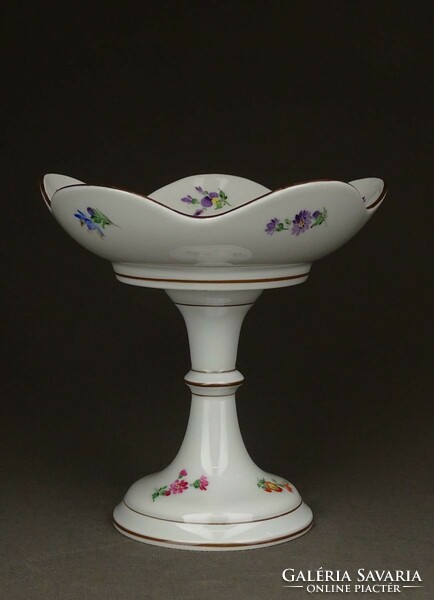 1E334 antique meissen porcelain floral pedestal serving