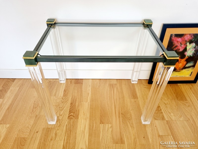 Vintage plexi lábú zöld kisasztal