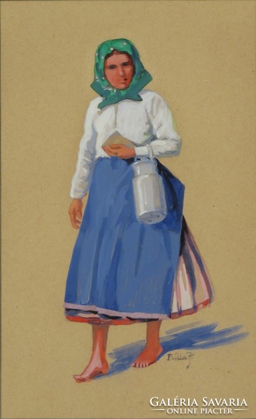 Pálla j. Marked by Hungarian artist: Menyecske