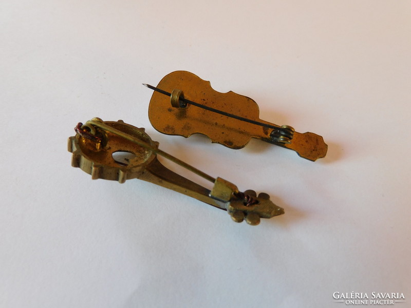 Régi réz hangszer brossok - 2 darab - hegedű és mandolin
