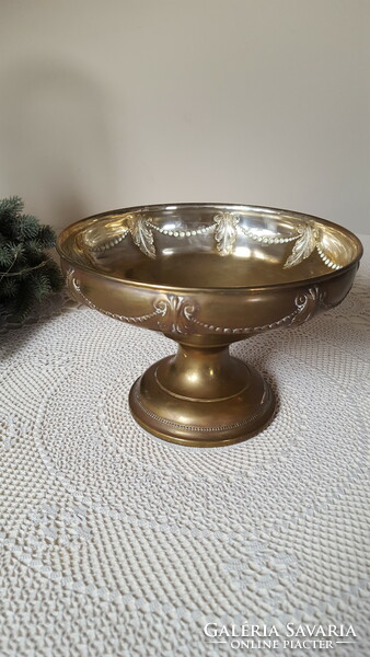 Beautiful silver-plated copper centerpiece with attractive glass insert