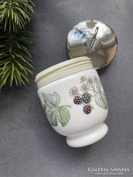 Royal Worcester English porcelain egg cooker with blackberry and flower pattern