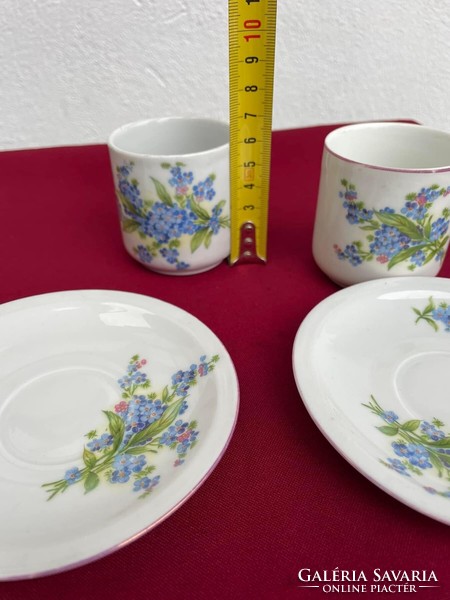 Mocha forget-me-not Zsolnay coffee mugs and saucers