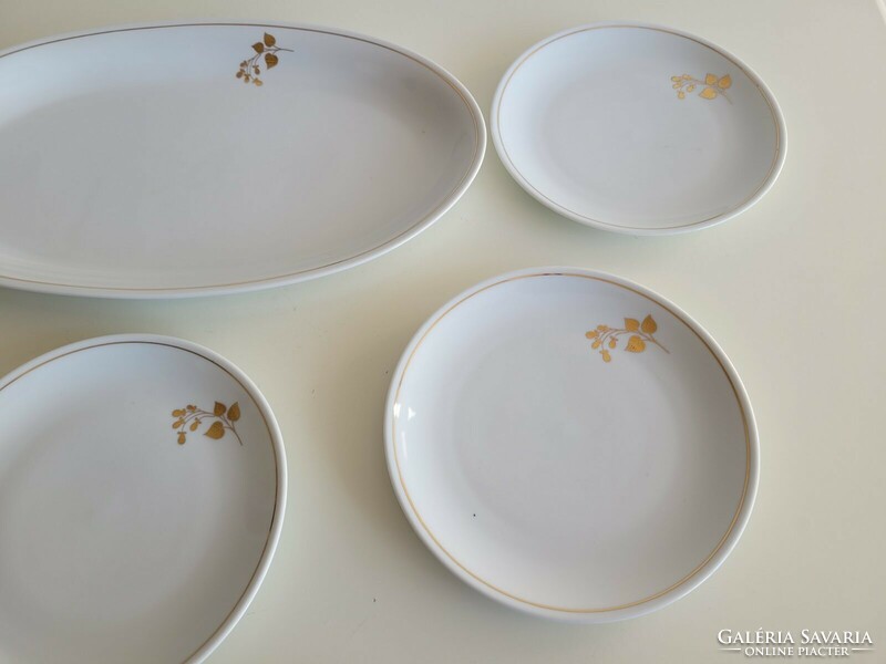 Old Great Plains porcelain cake tray with golden flower pattern 6 pcs