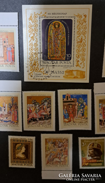 50. Stamp day, icon painting block and stamp row postal officers, b/4/13