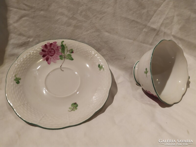 Herend tertia patterned porcelain coffee cup and saucer