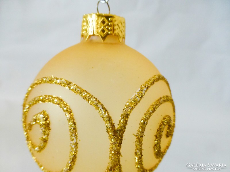 Antik üveg karácsonyfadísz,ritka festésű gömb
