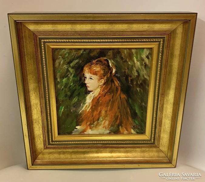 Lány portré olajfestmény aranyozott keretben eladó