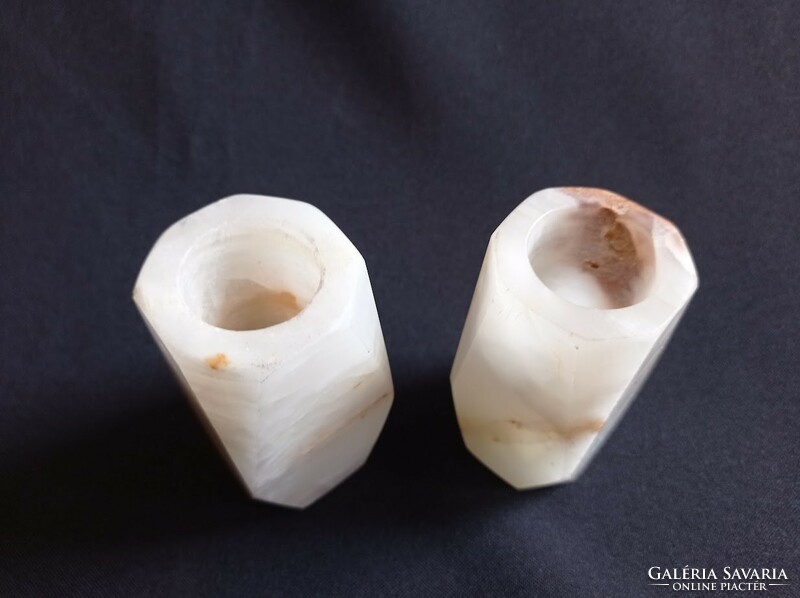 Pair of onyx mineral candle holders
