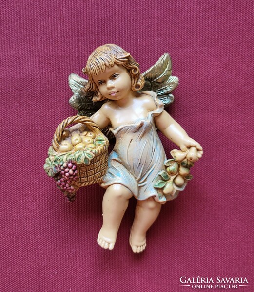 Régi retro vintage olasz festett plasztik gumi angyal figura vallási