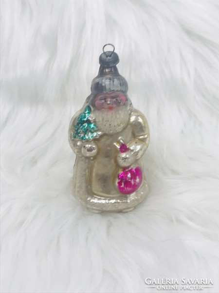 Retro glass Christmas tree decoration, Santa Claus