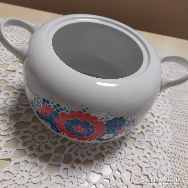 Retro bella, plain porcelain soup bowl with canteen pattern
