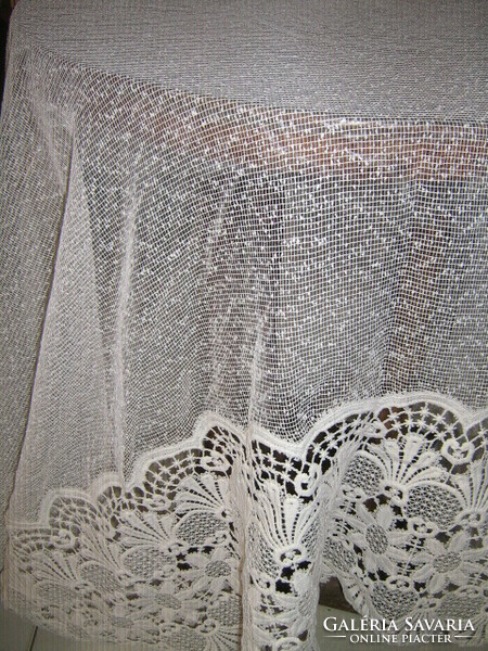 Beautiful vintage white wide lace curtain 360 cm high