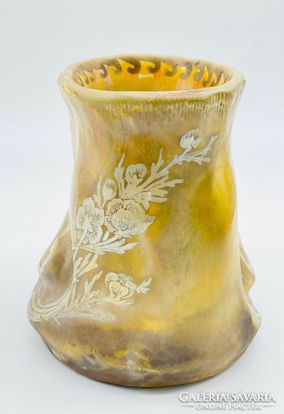 French kaspó luneville - vase by keller and guerin flambe' and irredescent, m463