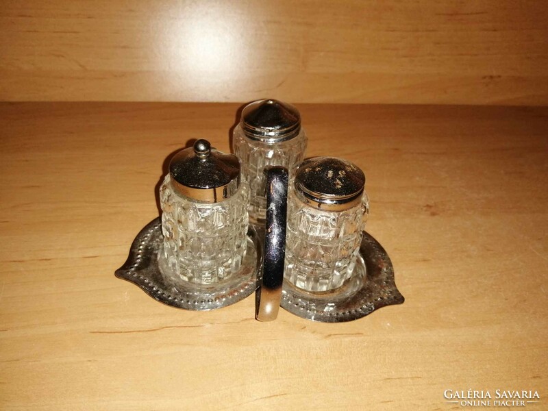 Tabletop glass salt shaker pepper shaker pepper holder on metal holder (36/d)