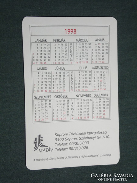 Kártyanaptár, MATÁV távközlés Rt. Sopron tűztorony részlet, 1998,   (3)