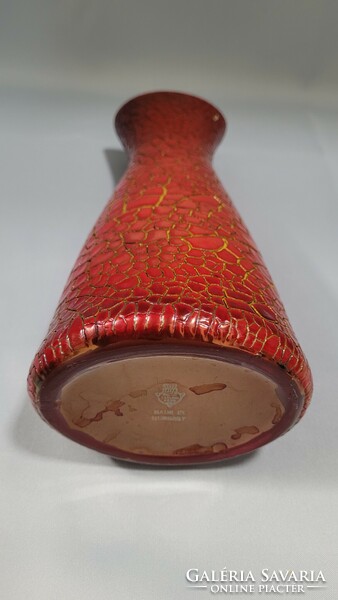 Zsolnay eosin ox blood cracked, shrink glazed modern vase