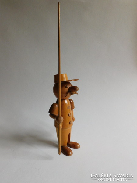 Large vintage wooden man - fisherman 29 cm