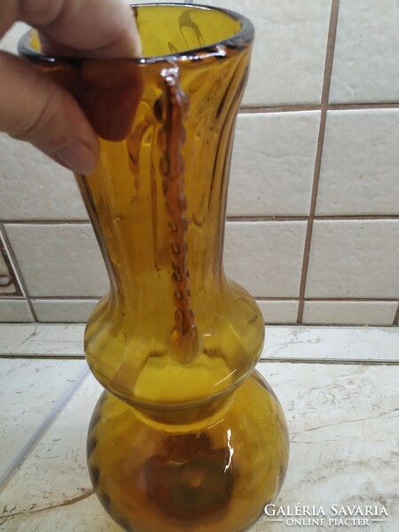 Beautiful amber yellow, crumpled glass vase for sale!! 36 Cm