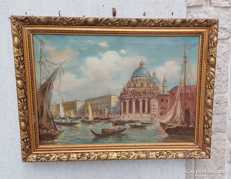 Antique oil on canvas Venetian painting. A special work by jànos Dunay. Video!