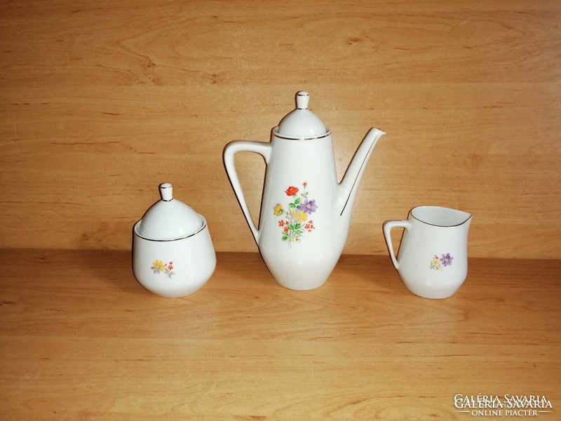 Hollóházi porcelain coffee pourer, sugar holder and milk spout in one (14/d)