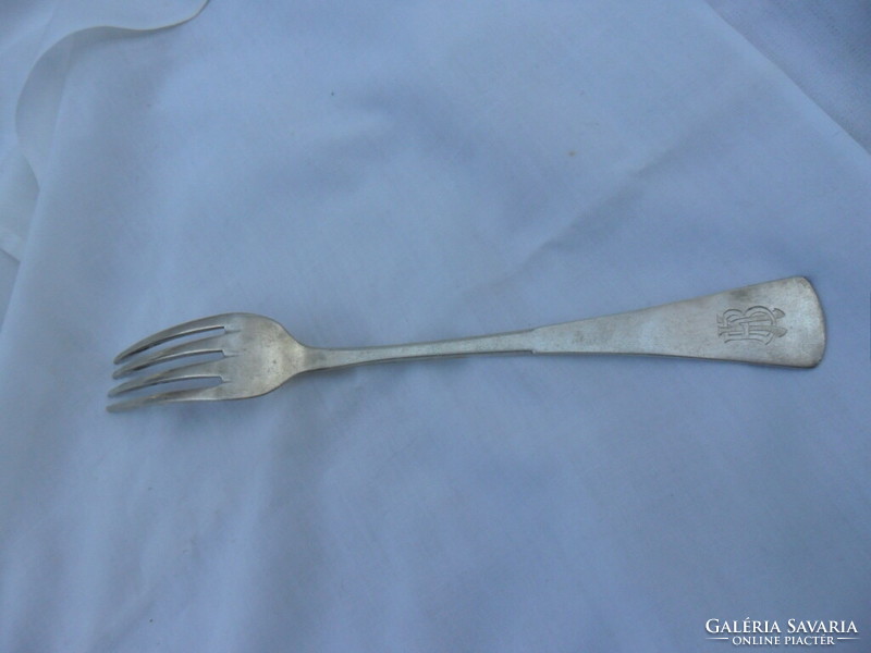 Large silver fork with owner's monogram engraving